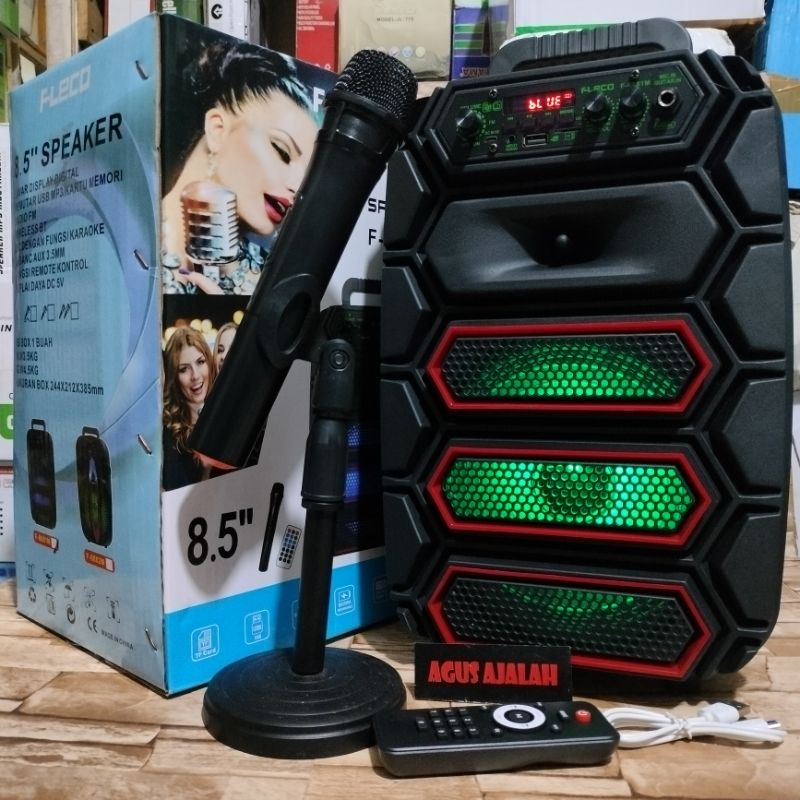 speaker bluetooth karaoke 8,5 inch xbass radio BONUS MICROPHONE /// Speaker Fleco 8,5 inch F8881 bt 