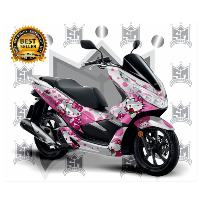 Sticker Decal PCX Motif Hello Kitty putih variasi kode 1001