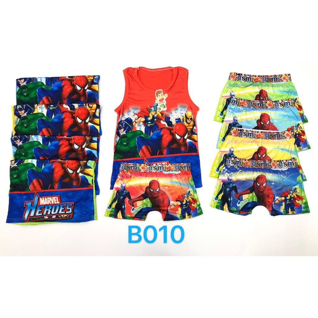 T5561 - SETELAN ANAK COWOK - Kaos Dalam Singlet Anak &amp; 1 pcs Celana Dalam Anak Boxer