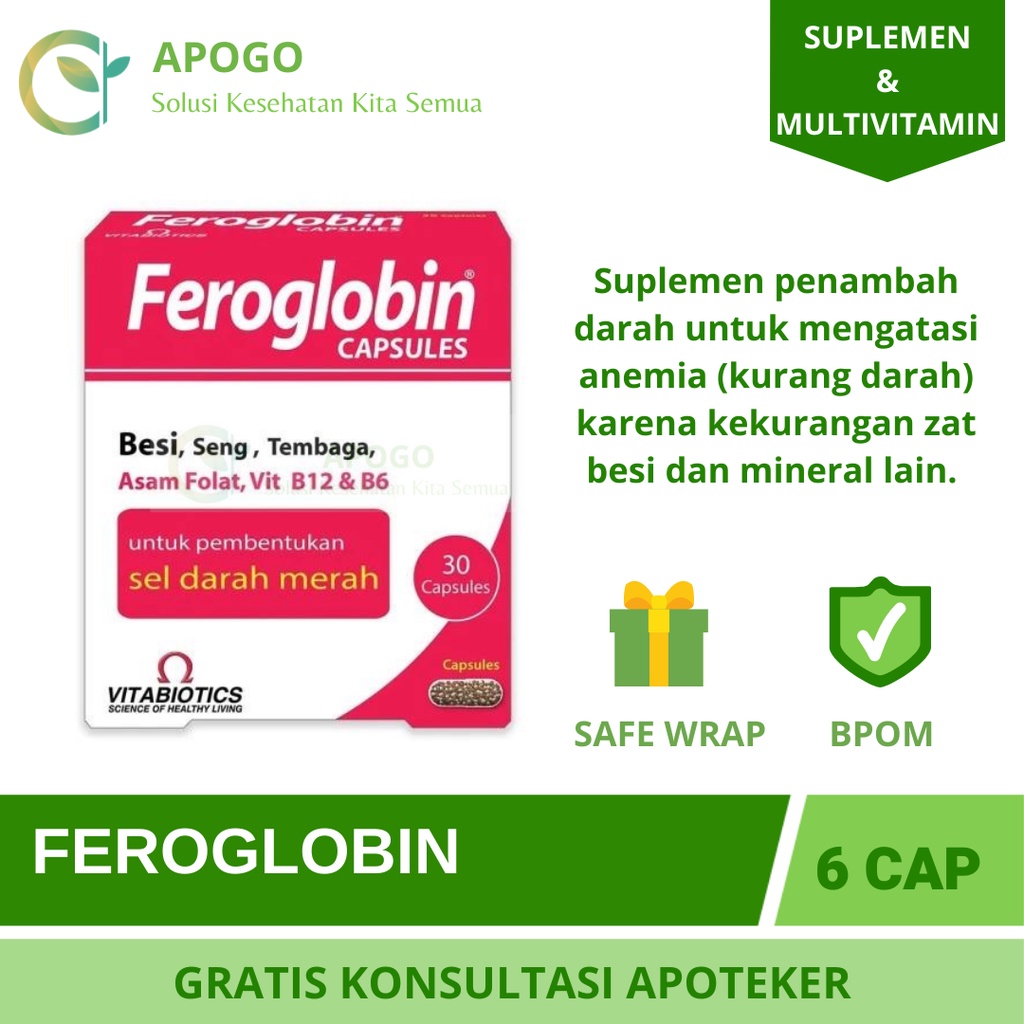 FEROGLOBIN ZAT BESI PENAMBAH DARAH 1 STRIP ISI 6 TABLET