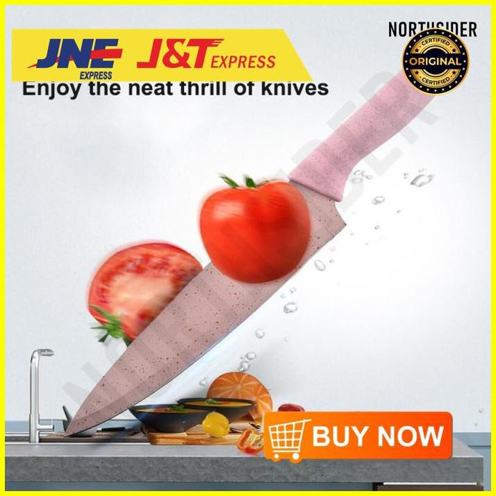 PISAU DAPUR SET 6 PCS KITCHEN KNIFE CORRUGATED COLORFUL ER-0278