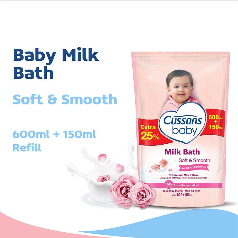 Cussons Baby Milk Bath Soft &amp; Smooth /Hair &amp; Body Wash Mild &amp; Gentle/ Hair &amp; Body New Born Refill