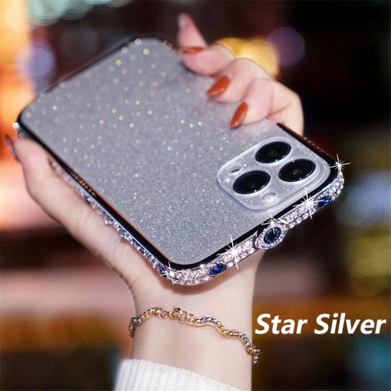 Case Bumper Belakang Bahan Akrilik Aksen Glitter Berlian Imitasi Untuk Iphone 13 12 11 Pro Max XS Max Xr X XS