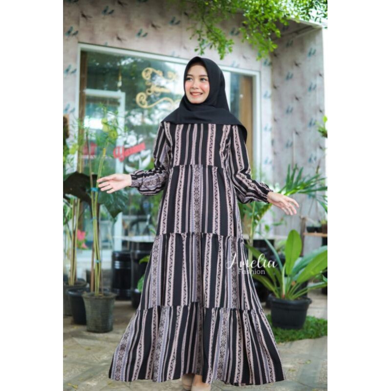 Homeydress Rayon Etnik Rempel Gamis Rayon Motif Etnik Gamis Etnik Canda Rempel