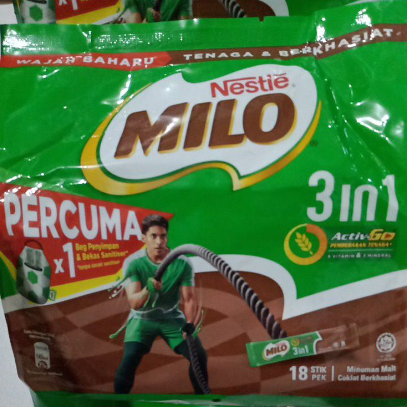 

Milo Malaysia 18 SACHET (3in1) ORI INSTAN PEK BAHARU active go HALAL