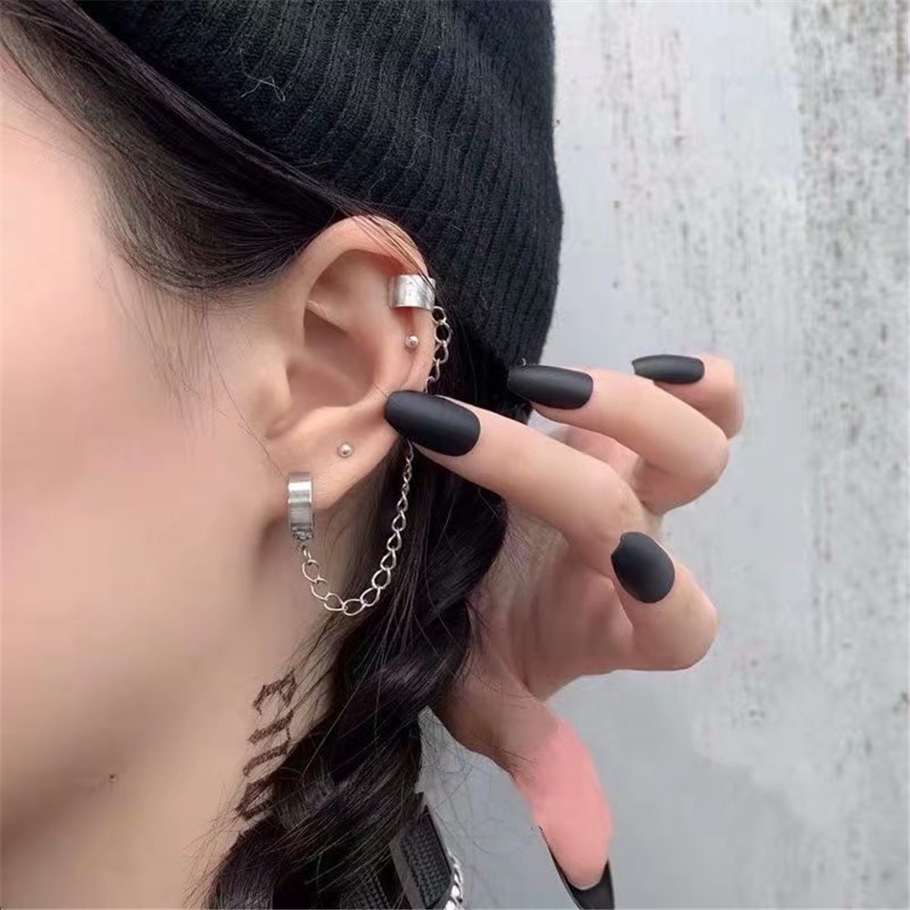 1 Buah 1 PC INS Kreatif Stainless Steel Rantai Stud Anting-Anting Telinga Tulang Klip Hip Hop