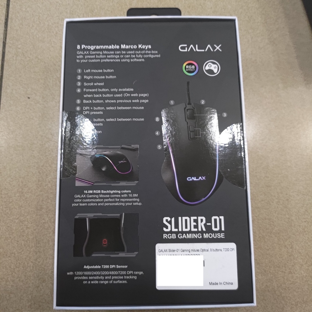 GALAX SLIDER-01 Wired Gaming Mouse RGB Effect Macro 7200 DPI 7200DPI