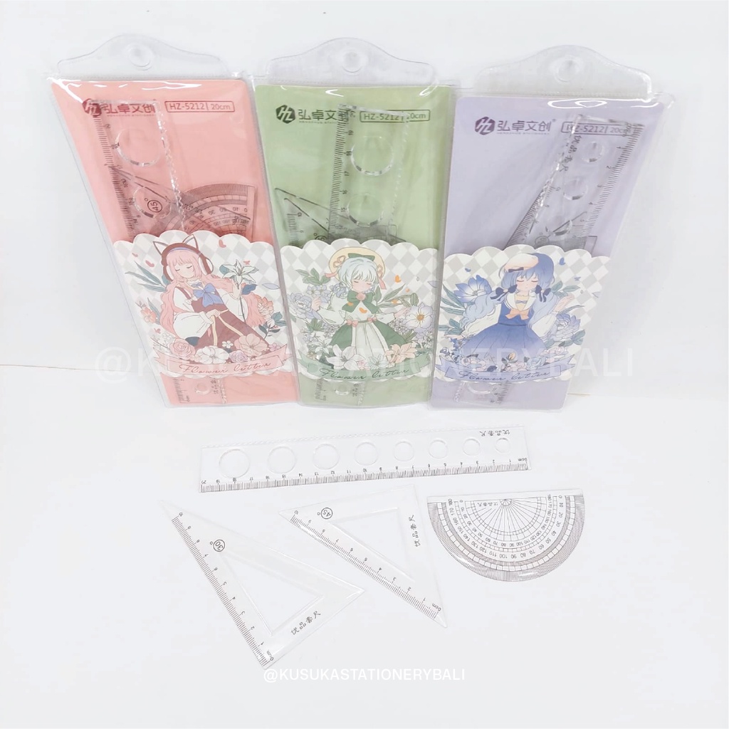 

Penggaris set / Ruller Set Flower Letter HZ-5212