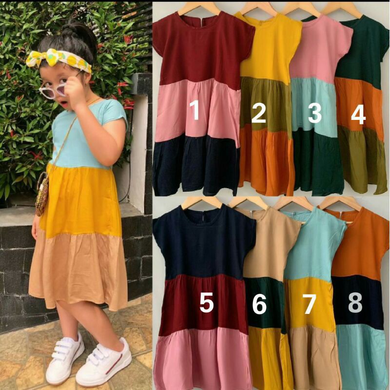 DRESS ANAK PELANGI 1-6 TAHUN baju anak perempuan cantik murah santai DRESS bayi perempuan