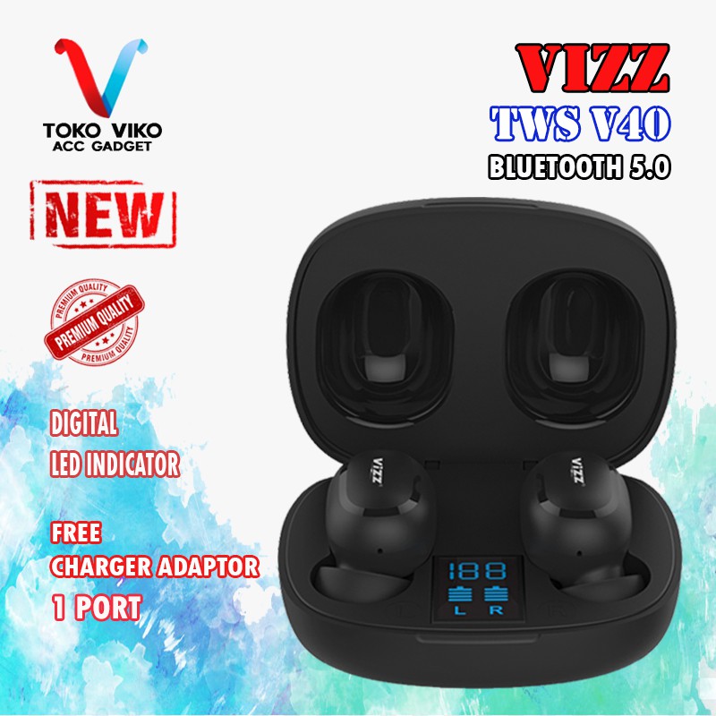 Earphone TWS VIZZ V40 BLUETOOTH 5.0 ORIGIINAL