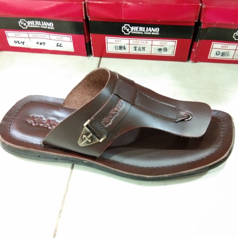 Sandal pria kickers kulit asli terbaru full kulit sendal cowo