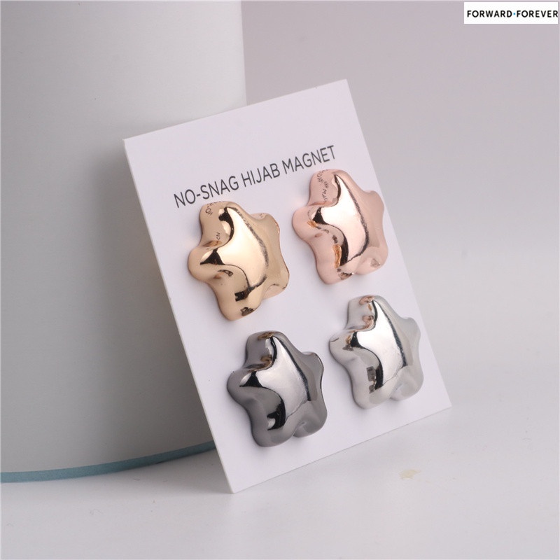 4pcs / Set Bros Magnetik Bentuk Bintang Untuk Hijab / Syal M10075