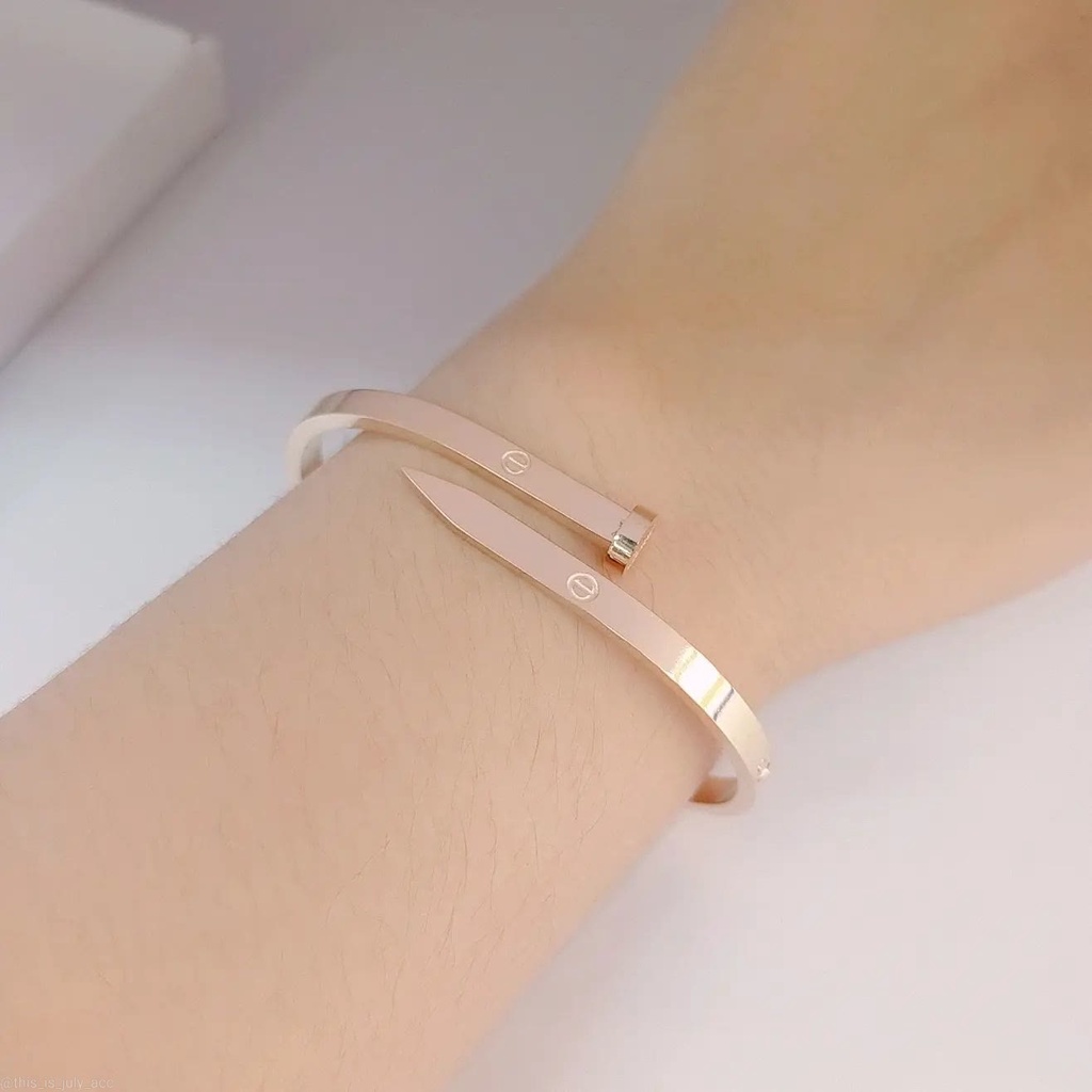 Gelang Bangle Simple anti karat fashion wanita aksesoris titanium asli model paku korean looks mewah