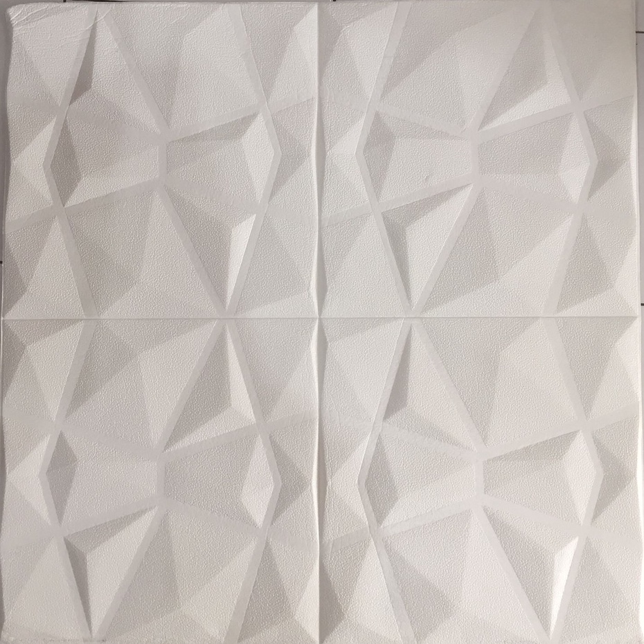 WALLPAPER FOAM 3D STICKER DIAMOND 70CMX70CM WALLPAPER DINDING-White 8MM