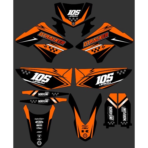 (COD) - Decal Kawasaki KLX 150 Old Orange Hitam Black Doff - Free Custom Full Body
