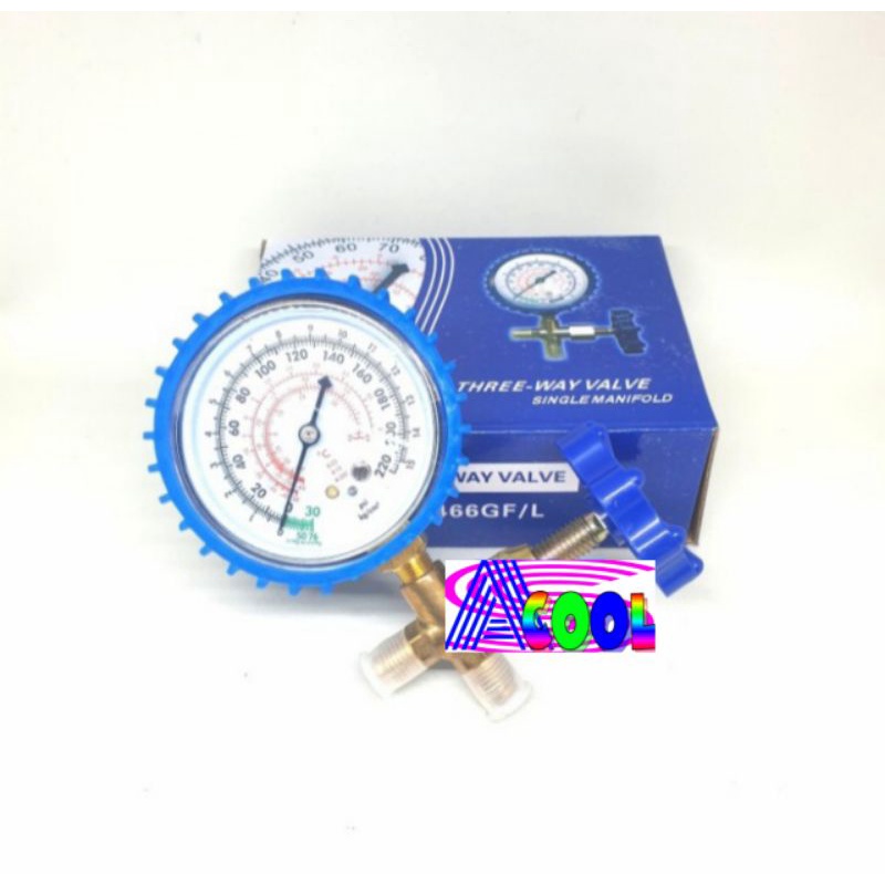 Manifold Single R22 220psi/Alat Ukur Testing Tekanan Freon R12-134a