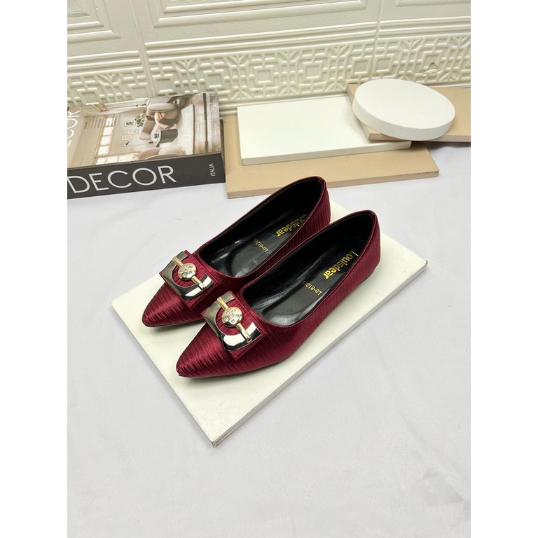 sepatu flatshoes wanita terbaru kekinian bahan satin LOUISDEAR B151