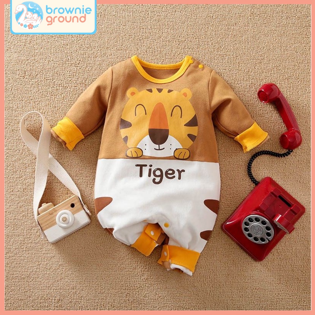 BROWNIEGROUND - Jumper bayi 0-24 bulan motif TIGER import Korea /  Baju bayi jumper bayi lengan panjang jumper santai bayi