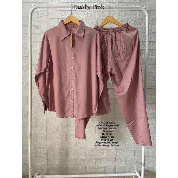 BEST SELLER ONE SET STANDAR POLOS-Dusty pink Ld 116