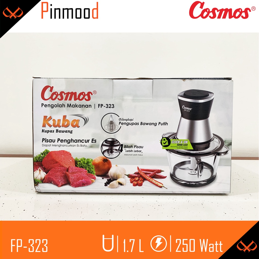 COSMOS FOOD PROCESSOR BLENDER FP-323 FP323 1,7 L LOW WATT MURAH PELUMAT CHOPPER DAGING ICE CRUSHER BLADE PENGHANCUR ES KACA KUPAS BAWANG