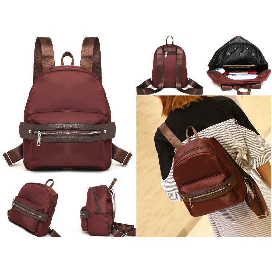 TAS RANGSEL BAGPACK COKLAT MERAH BATA WANITA ANAK PEREMPUAN KULIAHAN