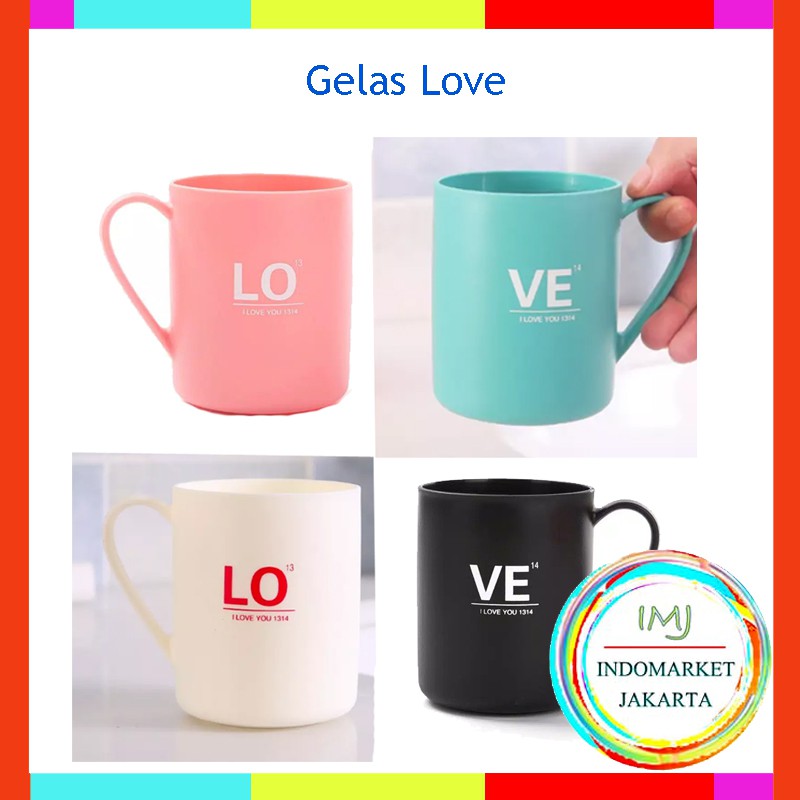 Jual Imj Gelas Cantik Love Gelas Couple Black Pink Mug Plastik