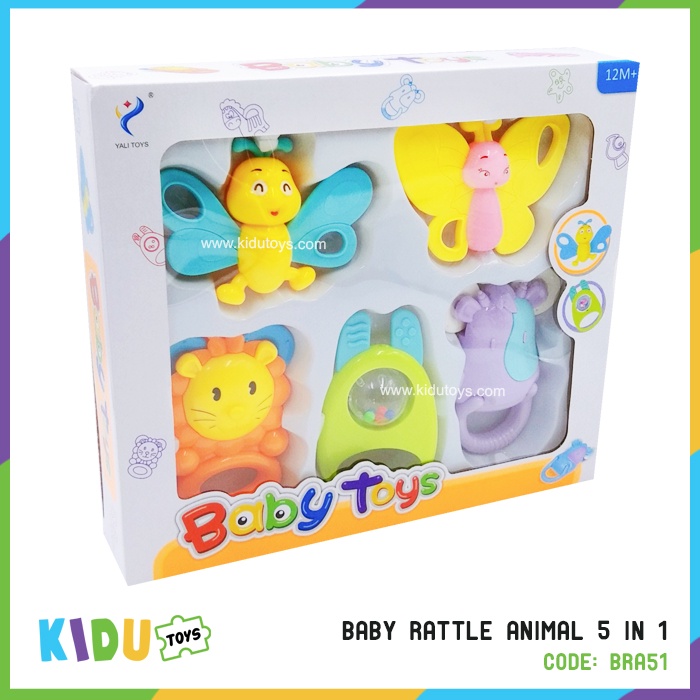 Mainan Newborn Mainan Kerincing Bayi Baby Rattle Animal 5 in 1 Kidu Toys