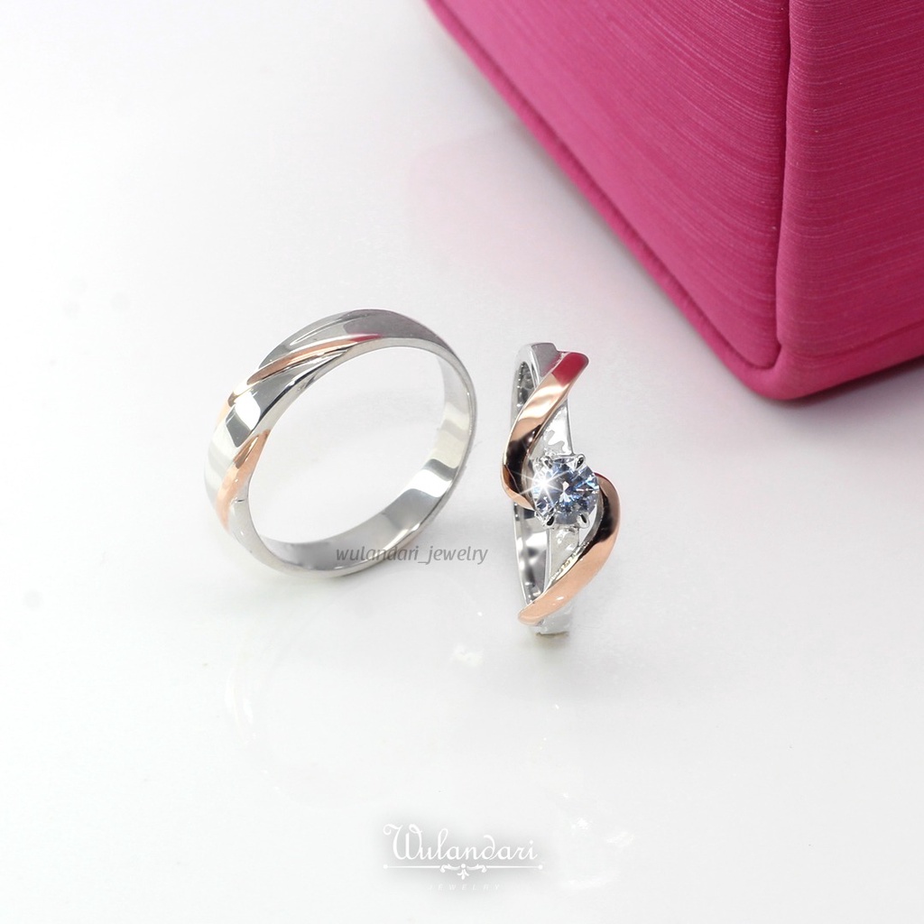 Cincin Moissanite - Cincin Couple kawin Tunangan bisa custom WD-03