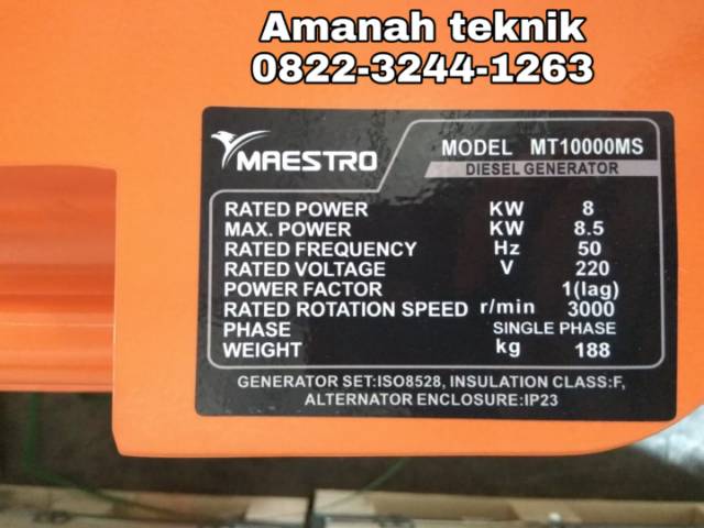 Genset silent 10kva 1phase solar merk maestro bukan honda yamaha