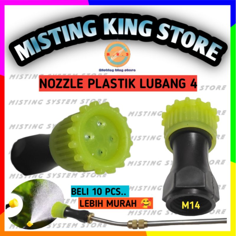 NOZZLE SPRAYER PLASTIK 4 LUBANG LURUS NOZLE SPUYER ELEKTRIK KNAPSACK ALAT SIRAM TAMAN KEBUN KABUT SEMPROTAN SEMPROT HAMA SPRAY KONEKTOR NEPEL DRAT DALAM 14MM MANUAL