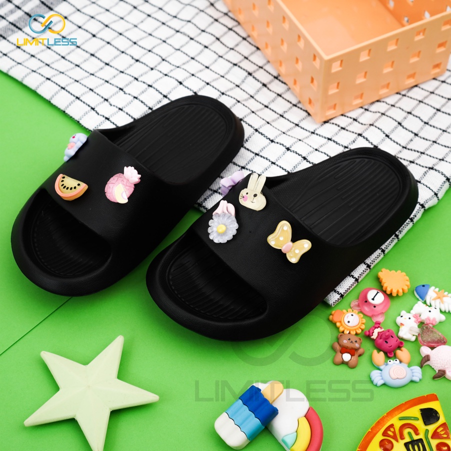 Sandal Slop Anak Unisex Anti Slip Sendal Anak STIKER 3D Clay Sandal Karet Anak Perempuan Laki Laki Casual