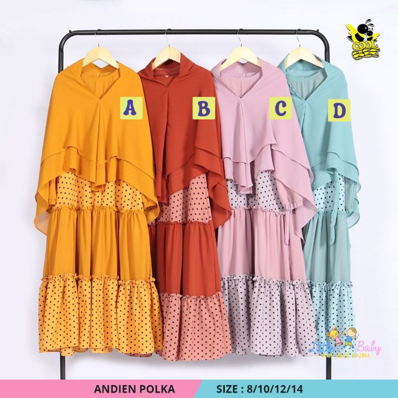 Gamis Andien Polka By Coolbee / Setelan Gamis Anak Polka By Coolbee