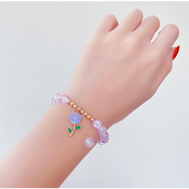 Gelang Wanita Korea Model Manik Batu Kristal Fashion Anak Perempuan Lucu Aksesoris Gelang Tari Import GLG6-7