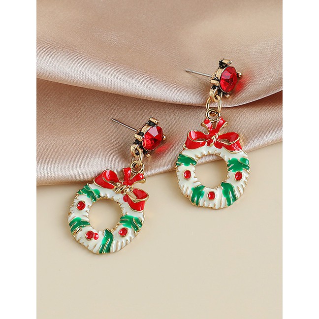 LRC Anting Tusuk Natal Fashion Alloy Diamond Christmas Series Earrings P47514