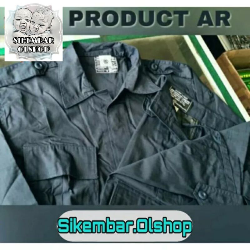 Baju Setelan PDL Hitam Brimob Merk AR bahan Ripstok / Drill. Kualitas Terbaik 
