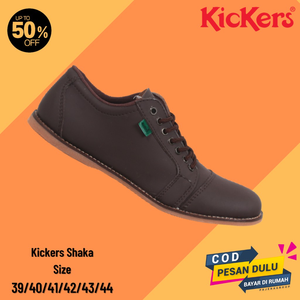 SM88 - COD Sepatu Kasual Pria Kickers Shaka Coklat Bertali Sneakers Cowok Tebaru Murah Kekinian