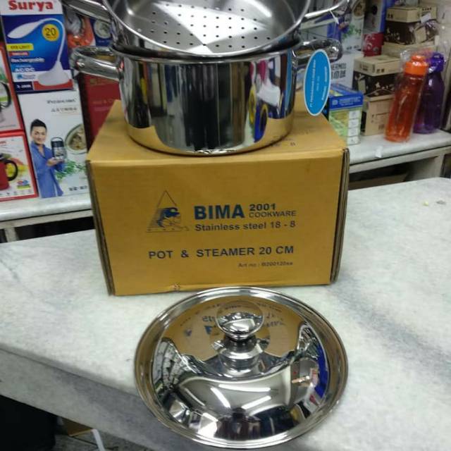 BIMA STEAMER 20 CM // B200120SS //POT & STEAMER STAINLESS STEEL 20 CM