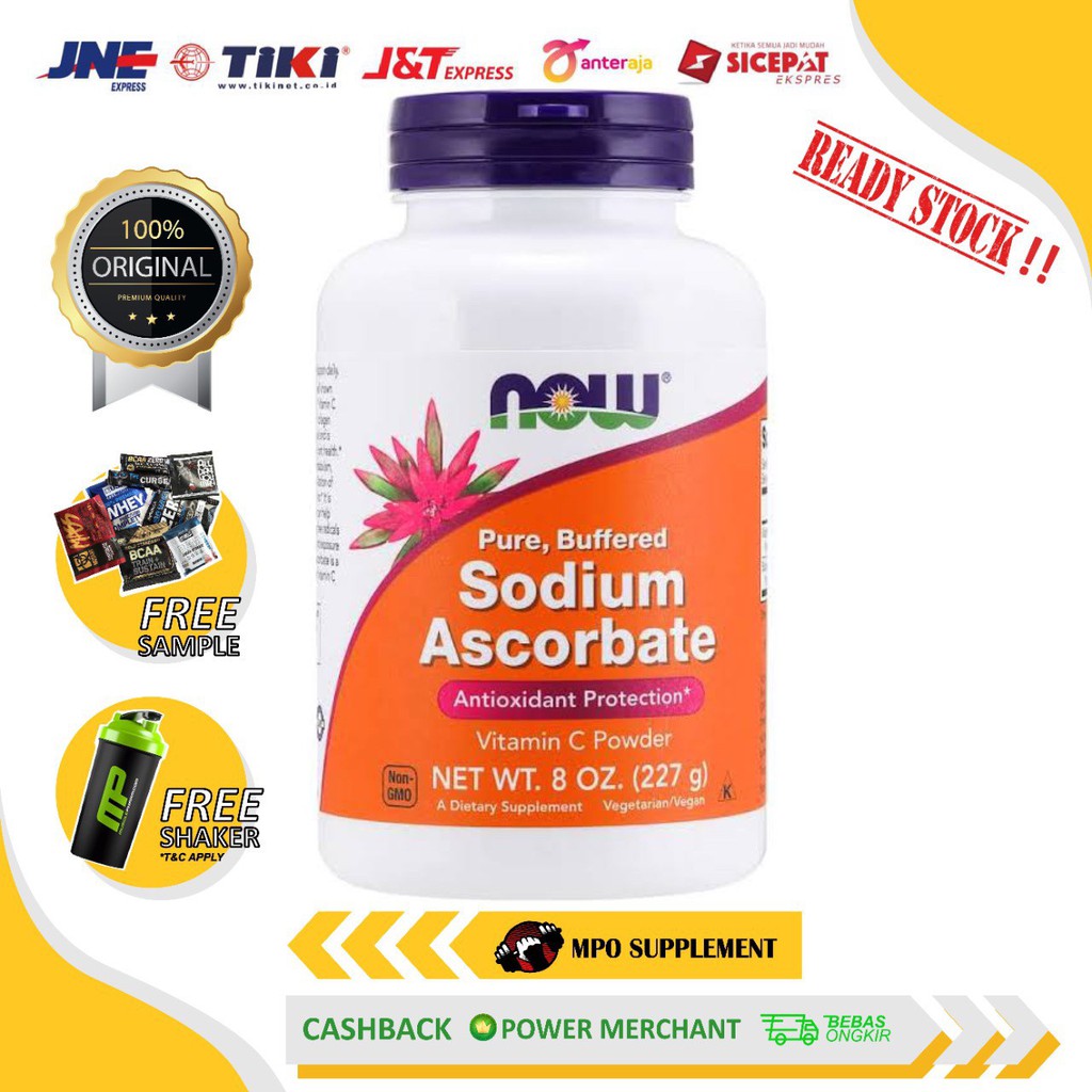 NOW Foods Sodium Ascorbate Vitamin C Powder 227gram Vit C VitC Bubuk NOW Sodium Ascorbate Vitamin C