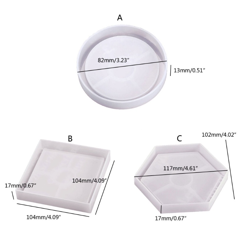 SIY  Coaster Silicone Mould Epoxy Resin Mold Round Square Hexagon Coaster Resin Mold