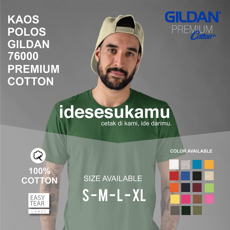 KAOS POLOS GILDAN PREMIUM 76000 ORIGINAL