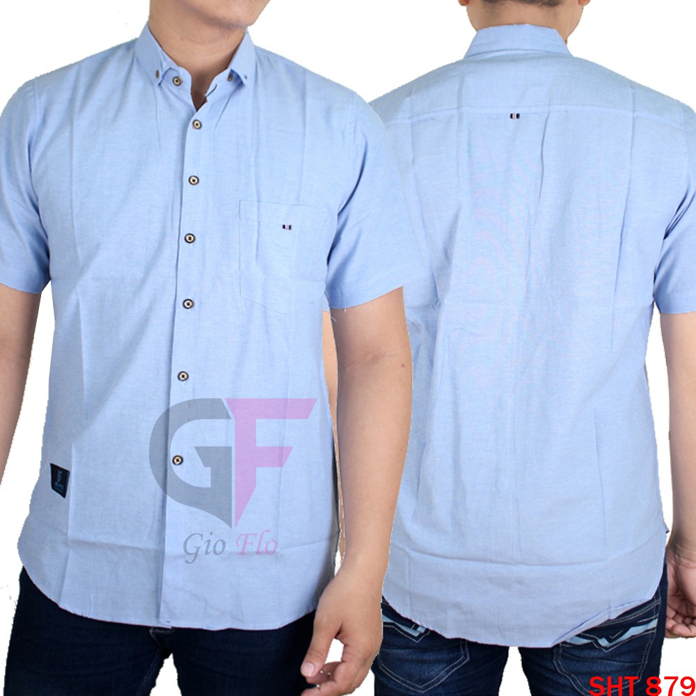 GIOFLO Kemeja Pria Lengan Pendek Oxford Polos Casual (Banyak Pilihan Warna)