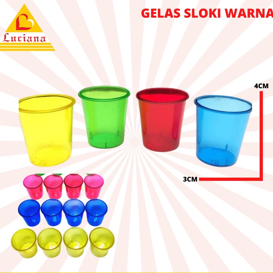 GELAS SLOKI WARNA / SOJU GLASS / GELAS JELLY isi 10pcs