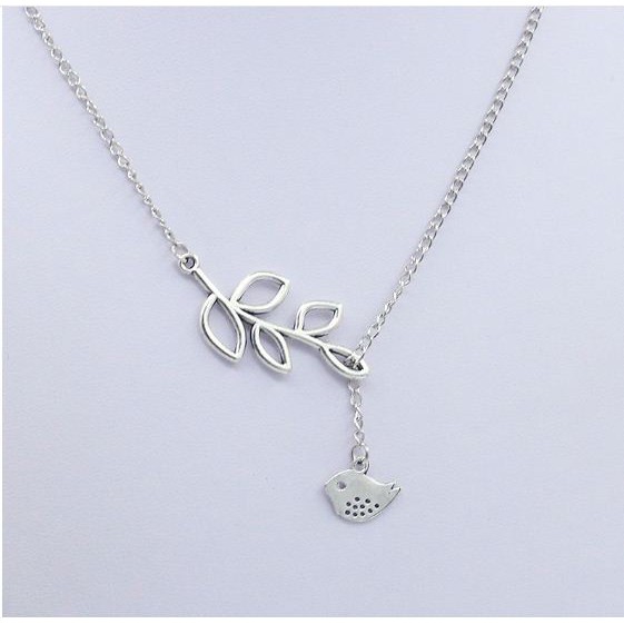 OILA kalung bandul burung necklace leaves bird necklace jewelry (3D1) jka150