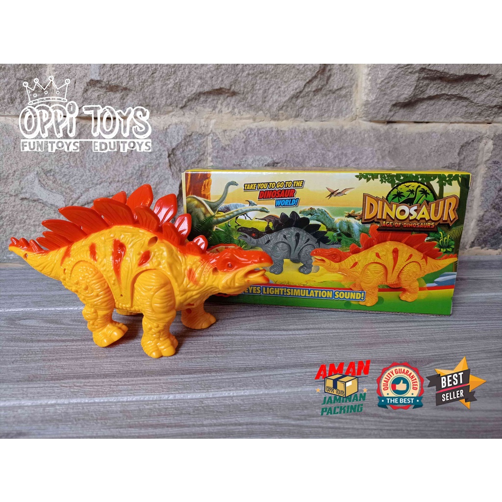 [FREE BATERAI] Mainan Dinosaurus Baterai Stegosaurus - Mainan Anak Dino Lampu - Figure Dinos Bisa Ja