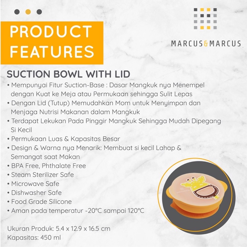 MARCUS &amp; MARCUS SILICONE SUCTION BOWL WITH LID