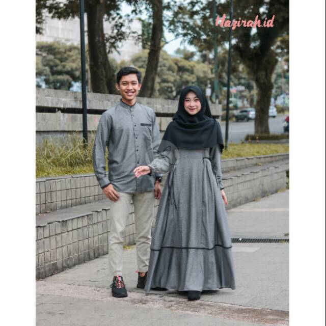 ghaisani grey by hazirah.id (bisa couple) bahan triji serat kayu