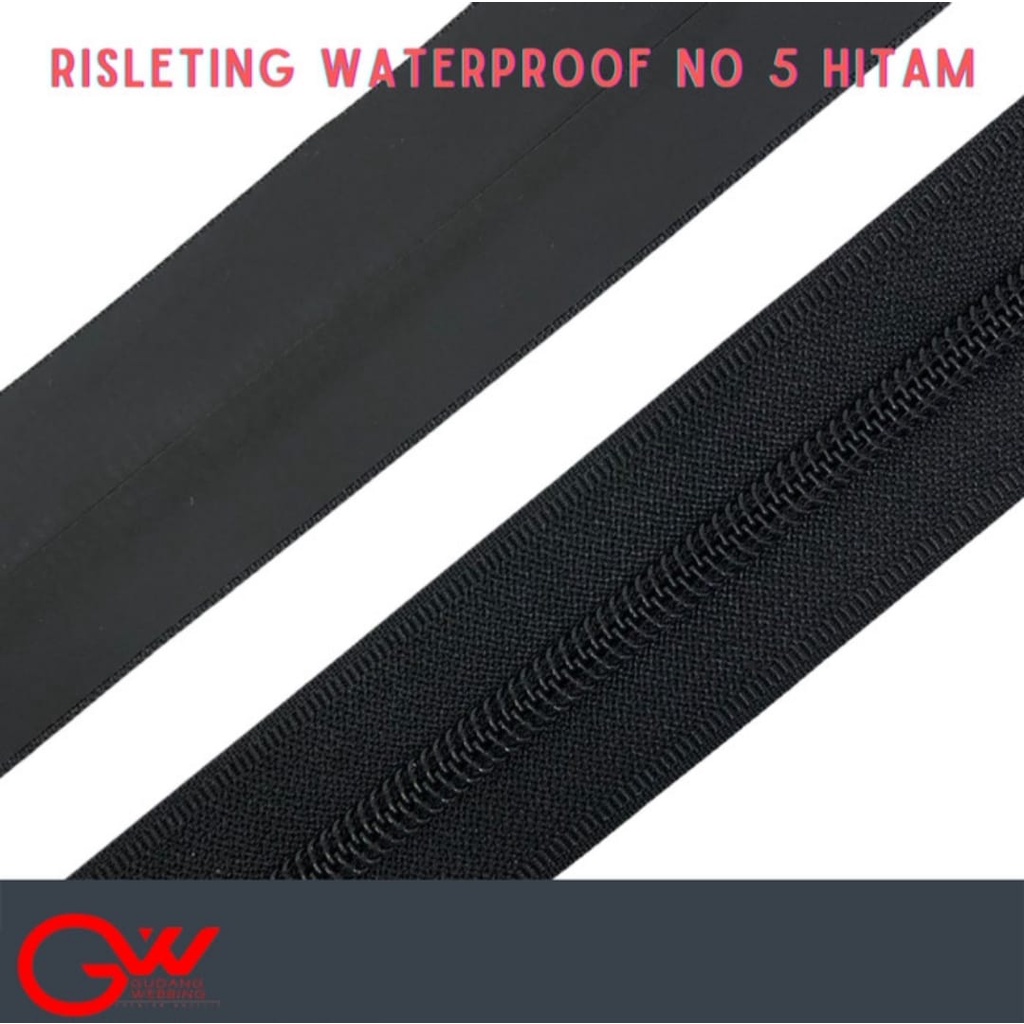 Risleting Waterproof / Zipper Waterproof / Sleting WP no5 hitam