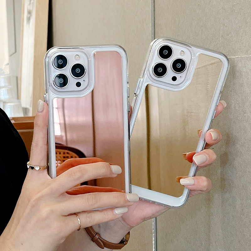 Casing Hardcase iPhone 11 Pro MAX 12 13 Pro MAX 12 Pro X XS MAX XR shockproof Aksen Cermin