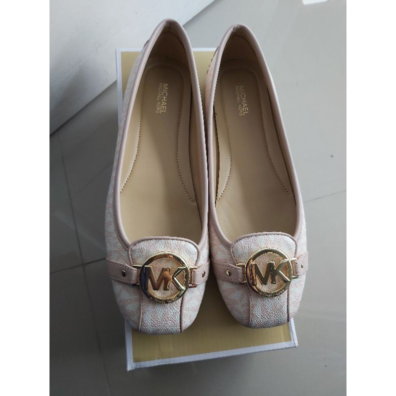 flat shoes michael kors fulton moc mini MK logo soft pink