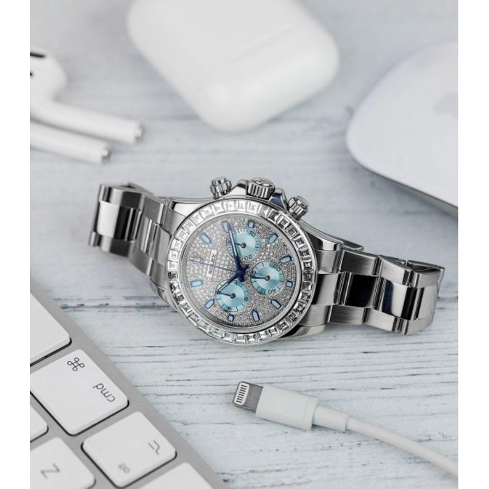 Jam Tangan Pria Merk Rolex Daytona Silver Swiss Automatic